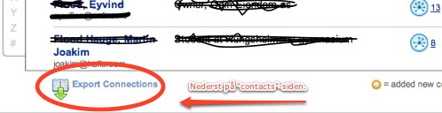 Export finner du nederts på contects-siden